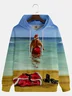 Funny Beach Santa Hoodie Sweatshirt
