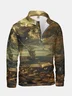 Sailboat Landscape Print Half-zip Pullover Sweatshirt