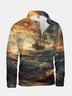 Sunset Sea Sailing Half-zip Pullover Sweatshirt