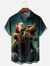 Moisture-wicking Christmas Santa Dinosaur Chest Pocket Casual Shirt