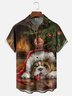 Moisture-wicking Christmas Tree Dog Chest Pocket Casual Shirt