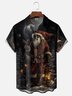 Moisture-wicking Christmas Santa Claus Skeleton Chest Pocket Casual Shirt