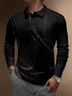 Abstract Striped Buttons Long Sleeve Polo
