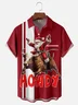 Moisture-wicking Christmas Santa HOWDY Chest Pocket Bowling Shirt