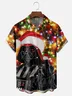 Moisture-wicking Star Robot Christmas Wishes Chest Pocket Hawaiian Shirt