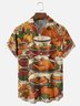 Moisture-wicking Thanksgiving Turkey Dinner Chest Pocket Hawaiian Shirt