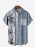 Tall Size Moisture-wicking Palm Tree Chest Pocket Bowling Shirt