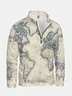 Map Art Illustration Half-zip Pullover Sweatshirt