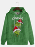 Christmas Green Cat Monster CHONKMAS Texture Hoodie Sweatshirt