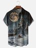 Moisture-wicking Santa Claus Christmas Elk Moon Castle Pocket Casual Shirt