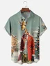 Moisture-wicking Christmas Tree Giraffe Pocket Casual Shirt