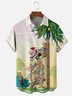 Moisture-wicking Christmas Santa Claus Elk Coconut Tree Cartoon Pocket Casual Shirt