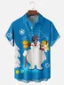 Moisture-wicking Christmas Snowman Chest Pocket Casual Shirt