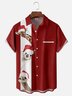 Moisture-wicking Christmas Santa Hat Giraffe Alpaca Ostrich Chest Pocket Bowling Shirt