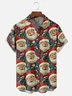 Moisture Wicking Christmas Santa Claus Chest Pocket Hawaiian Shirt
