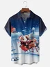 Moisture-wicking Christmas Santa Claus Chest Pocket Casual Shirt