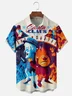 Moisture-wicking Christmas Santa Claus Cartoon Chest Pocket Casual Shirt