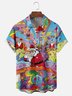 Moisture-wicking Christmas Santa Claus Chest Pocket Casual Shirt