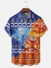 Moisture-wicking Christmas Santa Claus Cartoon Chest Pocket Casual Shirt