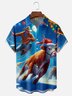 Moisture Wicking Christmas Bullfight Chest Pocket Casual Shirt