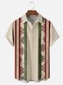 Tall Size Moisture-wicking Christmas Snowflakes Chest Pocket Bowling Shirt