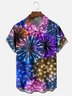 Moisture-wicking Happy New Year Fireworks Chest Pocket Casual Shirt
