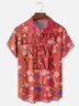 Moisture-wicking Happy New Year Chest Pocket Casual Shirt