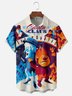 Tall Size Moisture-wicking Christmas Santa Claus Cartoon Chest Pocket Casual Shirt