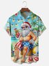 Moisture Wicking Christmas Santa Claus Chest Pocket Casual Shirt