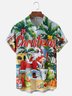 Moisture-wicking Christmas Santa Coconut Tree Beach Chest Pocket Casual Shirt