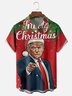 Moisture Wicking Christmas Trump Chest Pocket Casual Shirt