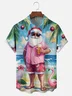 Moisture Wicking Christmas Santa Holiday Chest Pocket Casual Shirt