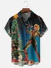 Moisture wicking Christmas Karaoke Girl Chest Pocket Casual Shirt