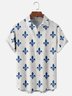 Mens Fleur de lis Print Casual Breathable Short Sleeve Hawaiian Shirts