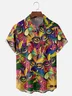 Mens Mardi Gras Carnival Masks Print Casual Breathable Short Sleeve Hawaiian Shirts