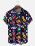 Mens Mardi Gras Carnival Masks Fleur de lis Print Casual Breathable Short Sleeve Hawaiian Shirts
