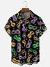 Mens Mardi Gras Carnival Masks Print Casual Breathable Short Sleeve Hawaiian Shirts