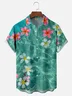 Moisture-wicking Art Ocean Flowers Chest Pocket Hawaiian Shirt
