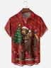 Moisture-wicking Christmas Santa Claus Bigfoot Chest Pocket Casual Shirt