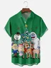 Tall Size Moisture-wicking Christmas Red Nose Elk Cartoon Chest Pocket Casual Shirt