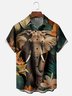 Moisture-wicking Vintage Rainforest Elephant Art Chest Pocket Hawaiian Shirt