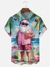 Tall Size Moisture Wicking Christmas Santa Holiday Chest Pocket Casual Shirt