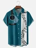 Moisture Wicking Music Guitar Notes Chest Pocket Casual Bowling Shirt