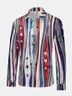 American Flag Striped Long Sleeve Dress Shirt