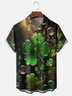 Moisture-wicking St. Patrick's Day Four Leaf Clover Chest Pocket Casual Shirt