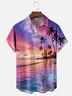 Moisture-wicking Beach Purple Dreamy Sunset Chest Pocket Hawaiian Shirt