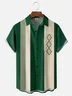 Tall Size Moisture-wicking Geometric Chest Pocket Bowling Shirt