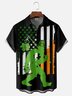 Moisture-wicking St. Patrick's Day Bigfoot Shamrock Flag Chest Pocket Casual Shirt
