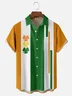 Moisture Wicking St. Patrick's Day Shamrock Chest Pocket Casual Bowling Shirt