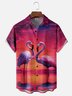 Moisture-wicking Flamingo Chest Pocket Hawaiian Shirt